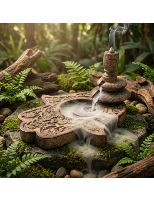 Brûleur à Reflux Bois Manguier Hamsa | Effet Cascade