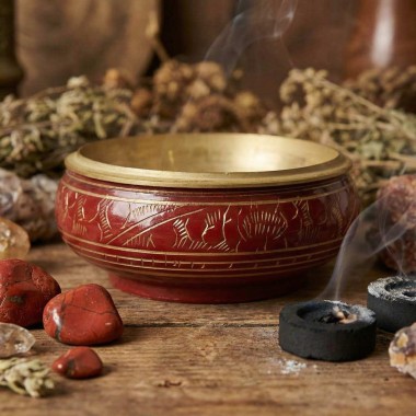 Pot d'Encens Charbon Chakra Racine en Laiton
