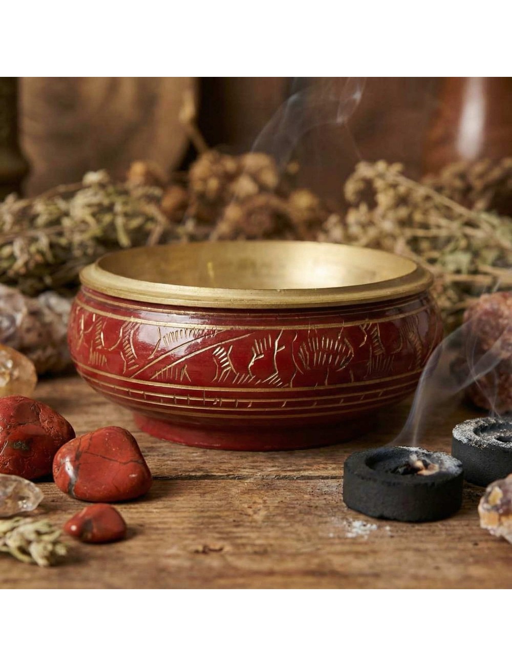 Pot d'Encens Charbon Chakra Racine en Laiton