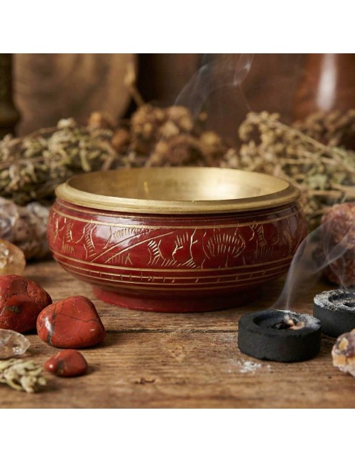 Pot d'Encens Charbon Chakra Racine en Laiton