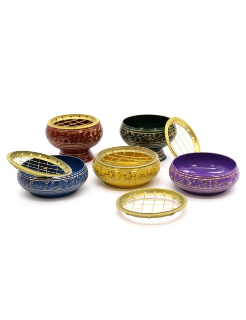 Pot d'Encens Charbon Chakra Racine en Laiton