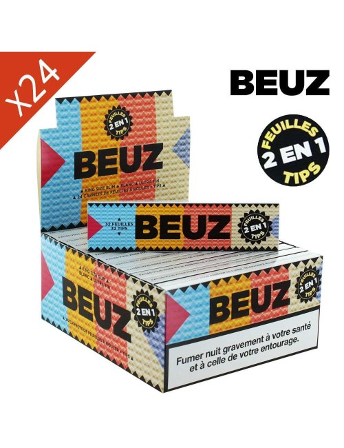 Boite de 24 carnets Beuz Blanc Slim King Size + Filtres