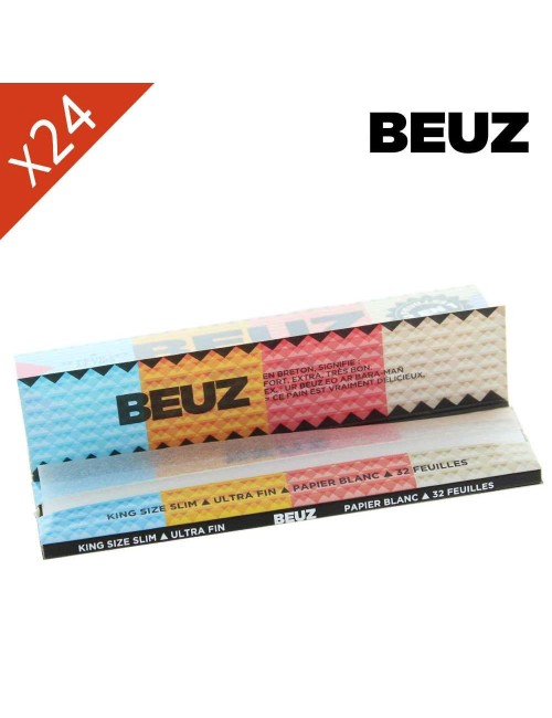 Boite de 24 carnets Beuz Blanc Slim King Size + Filtres