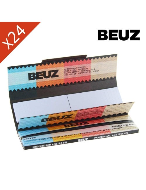 Boite de 24 carnets Beuz Blanc Slim King Size + Filtres