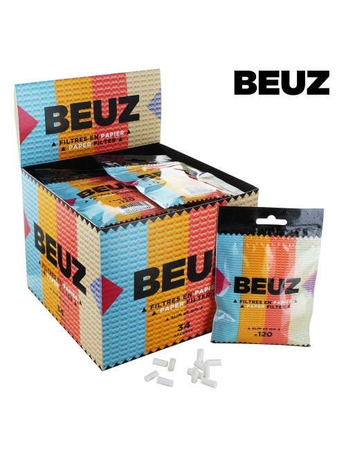 Boite de 34 sachets Filtre Papier Beuz Slim Blanc