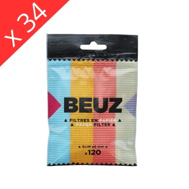 Boite de 34 sachets Filtre Papier Beuz Slim Blanc