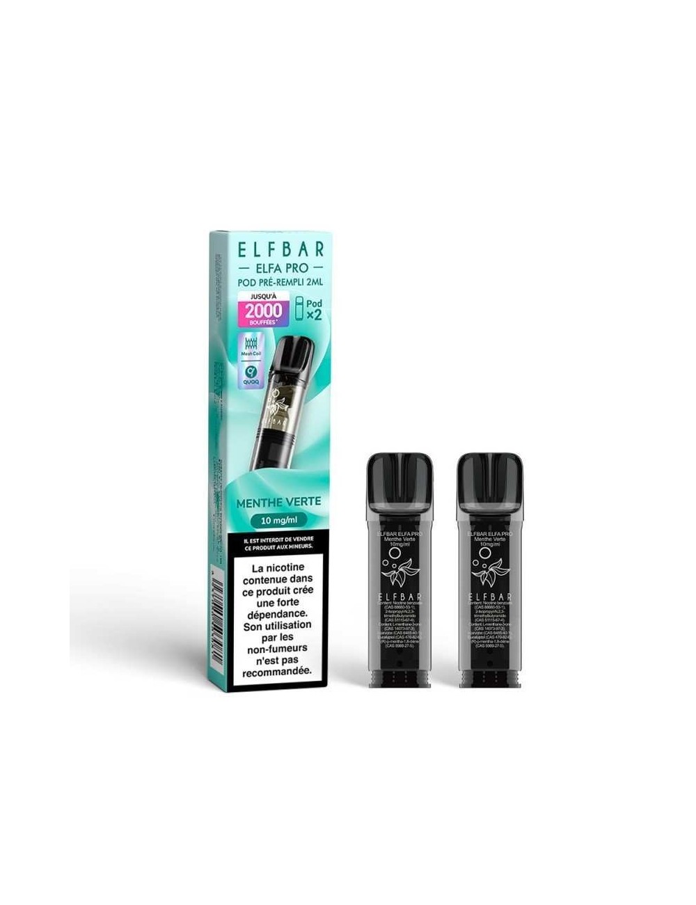 Pod pre-rempli Menthe Verte 2ml Elfa Pro - ElfBar (pack de 2)