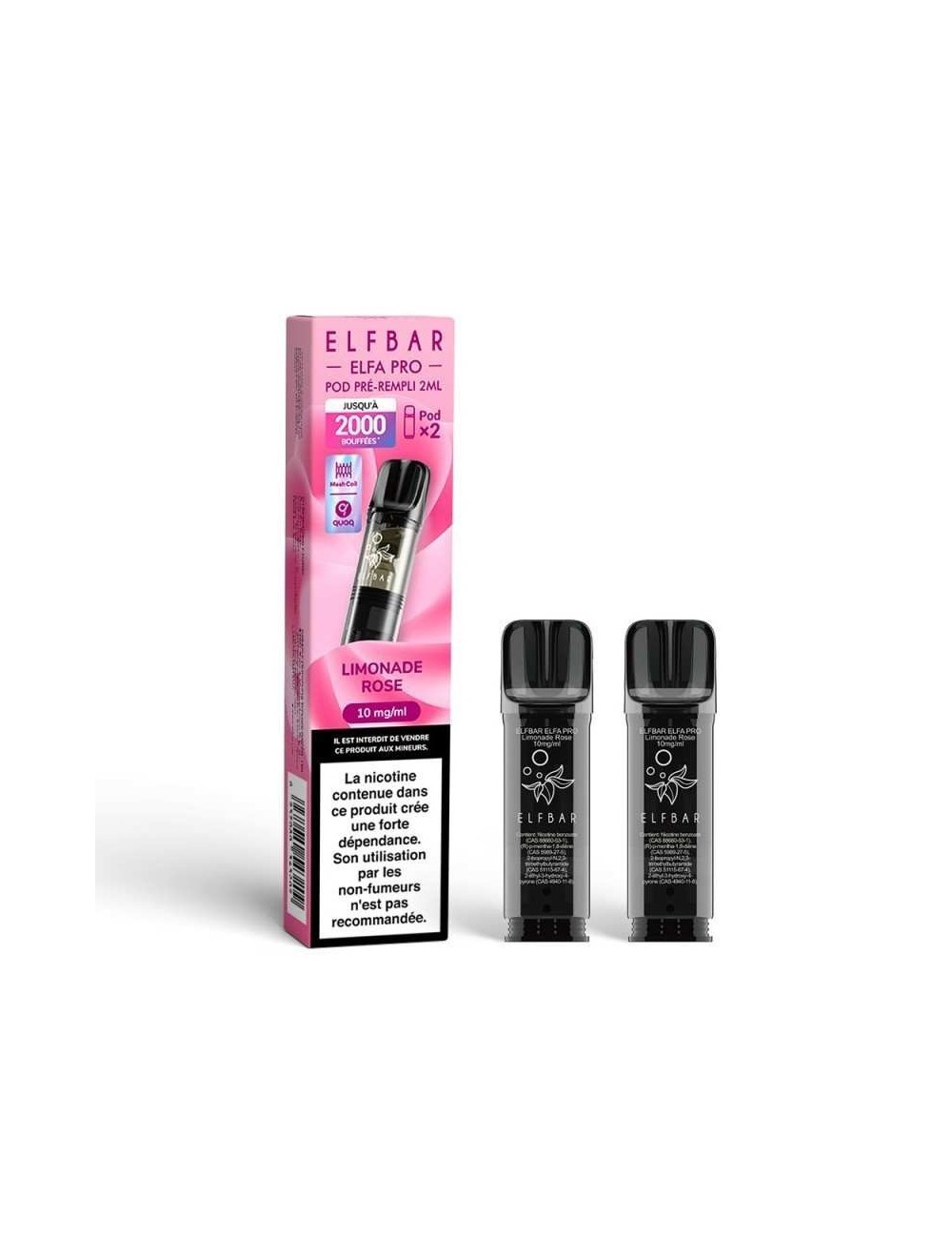 Pod pre-rempli Limonade Rose 2ml Elfa Pro - ElfBar (pack de 2)