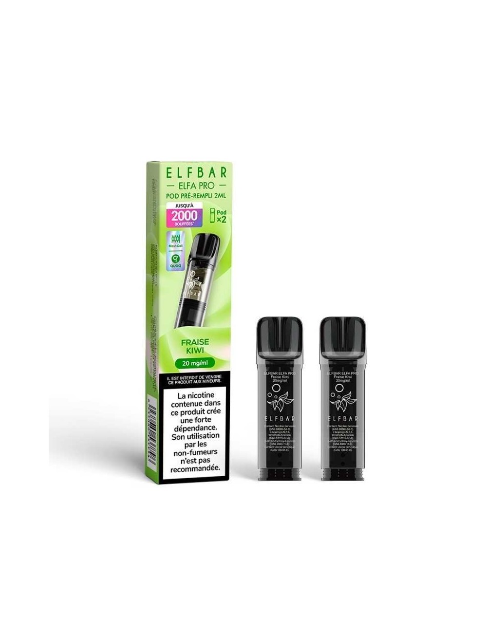 Pod pre-rempli Fraise Kiwi 2ml Elfa Pro - ElfBar (pack de 2)