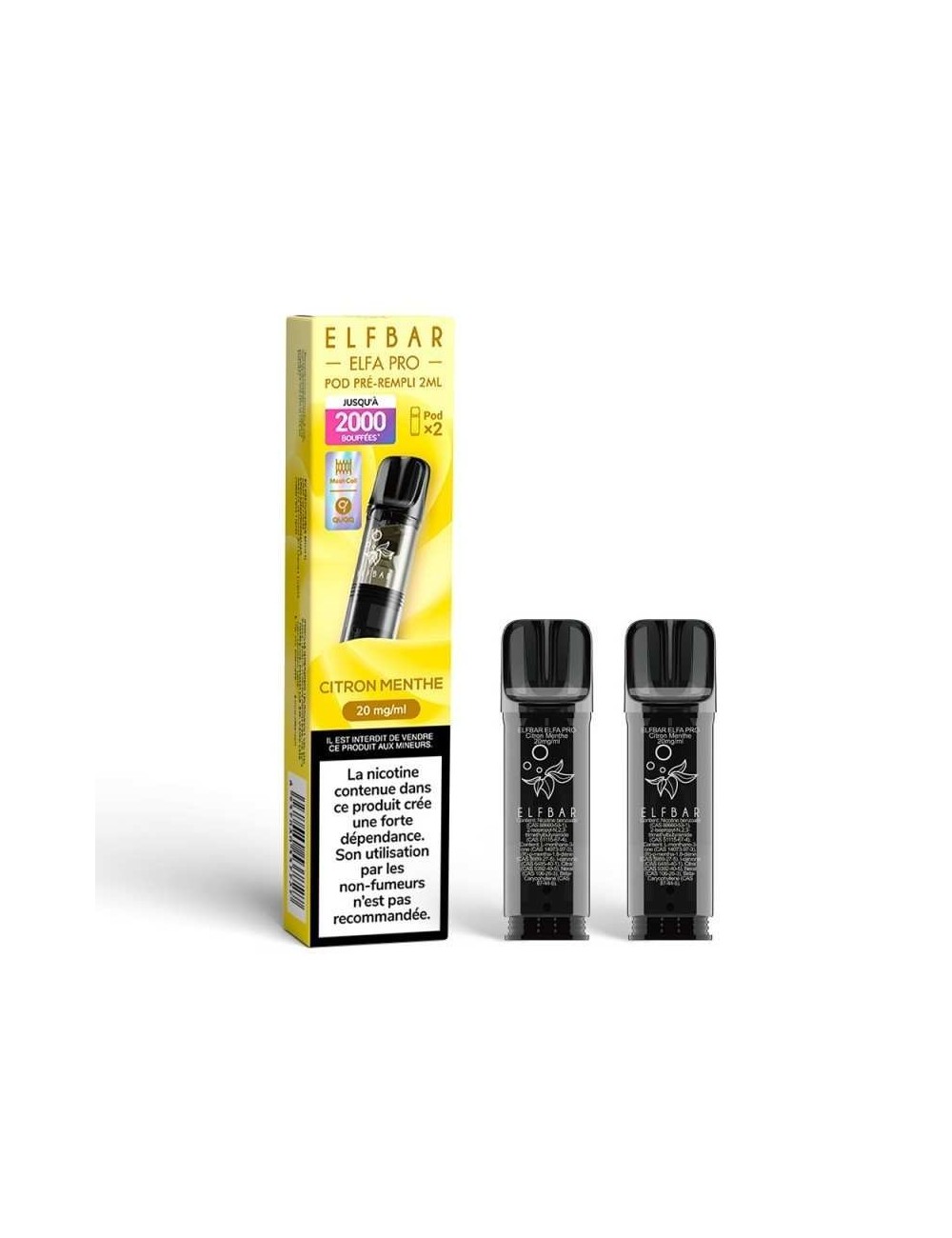 Pod pre-rempli Citron Menthe 2ml Elfa Pro - ElfBar (pack de 2)