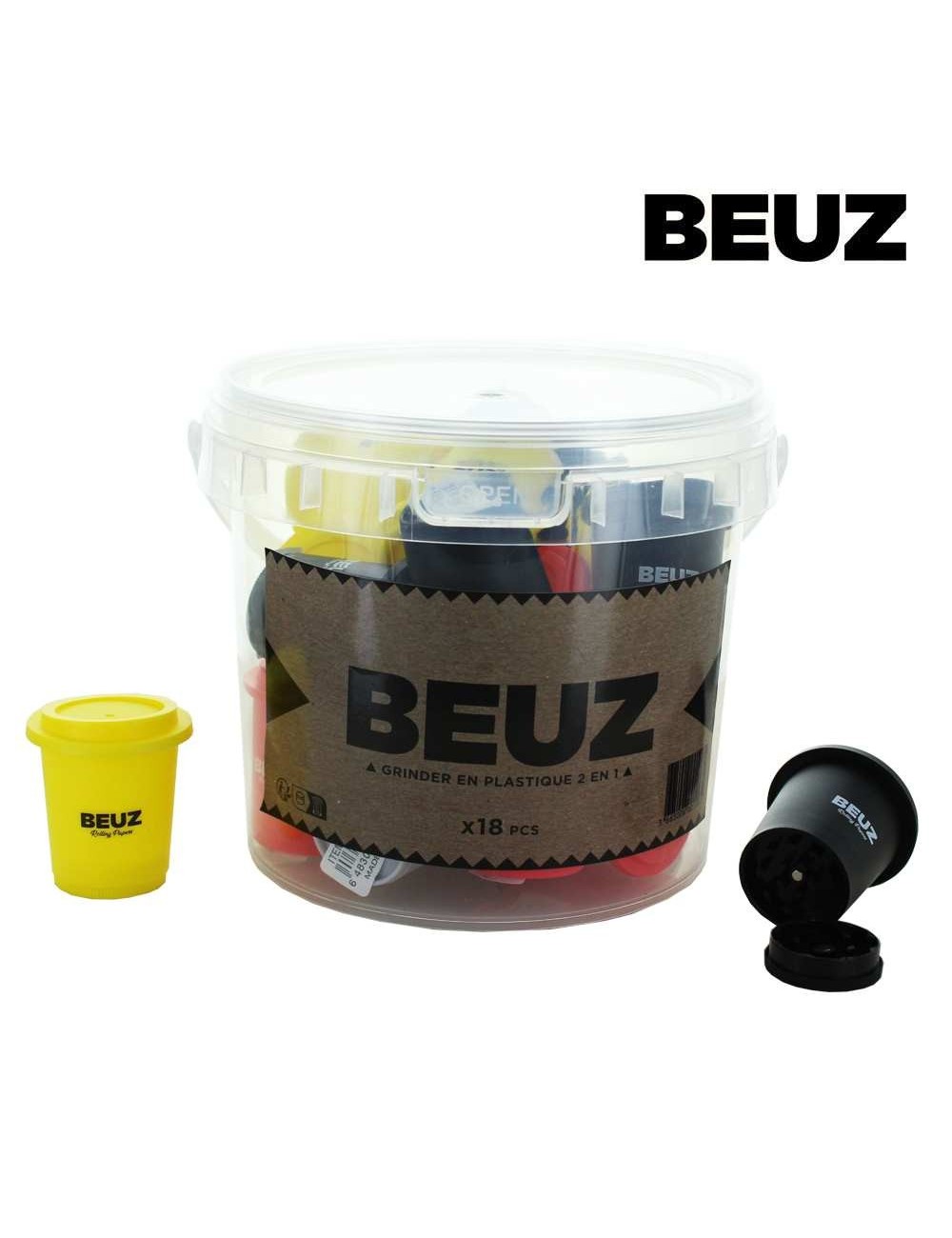 Lot de 18 Boites en plastique Beuz avec mini Grinder