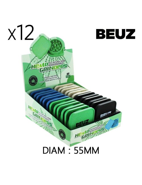 Boîte de 12 Grinders en chanvre 55 mm Kush Beuz Cubex