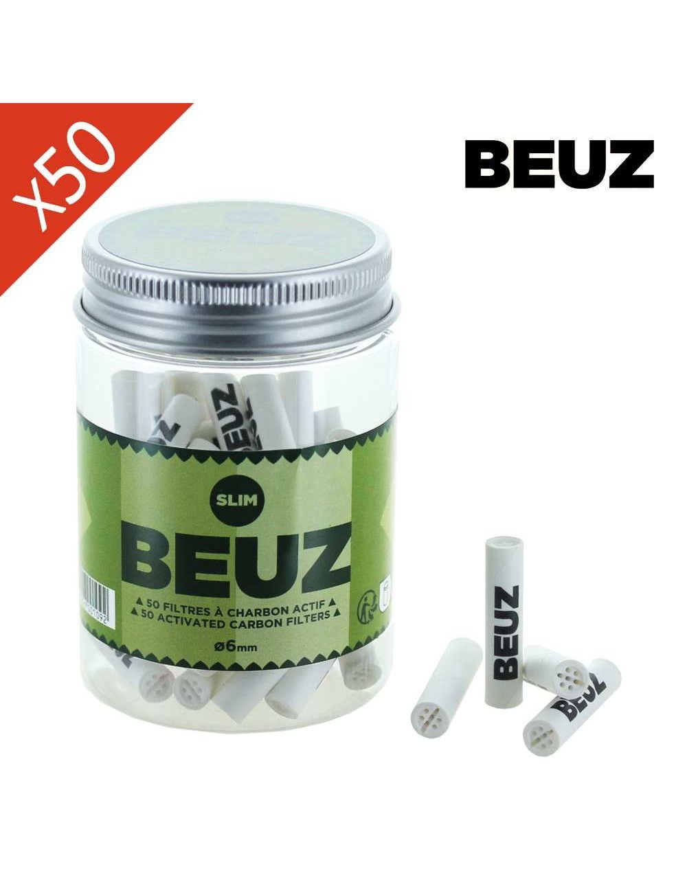 Boîte de 50 Filtres à Charbon Beuz Slim 6mm
