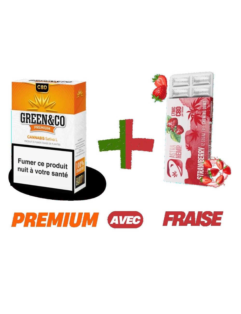 Pack CBD Premium & Fraîcheur - Green&Co Premium + Chewing-Gum Fraise Astra Hemp