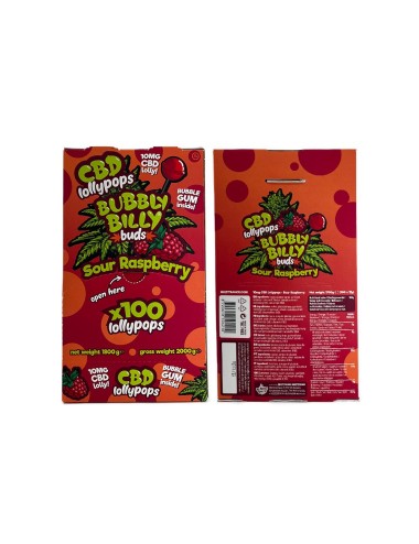 Himbeer-CBD-Lutscher - 100 Stück | BUBBLY BILLY