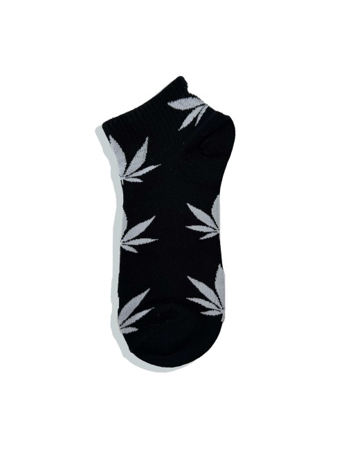 Schwarze Socken mit weißen Cannabisblättern
