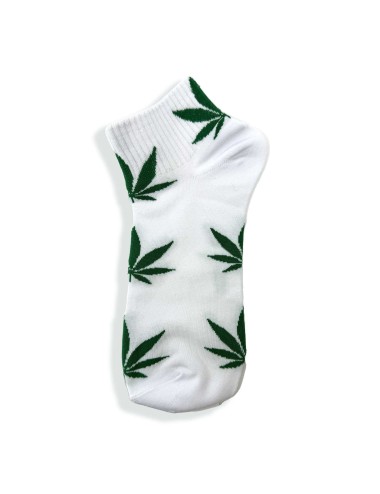 Weiße Socken mit grünen Cannabisblättern