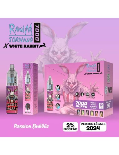 WHITE RABBIT x RandM TORNADO 7000 Passionsfrucht-Bubblegum