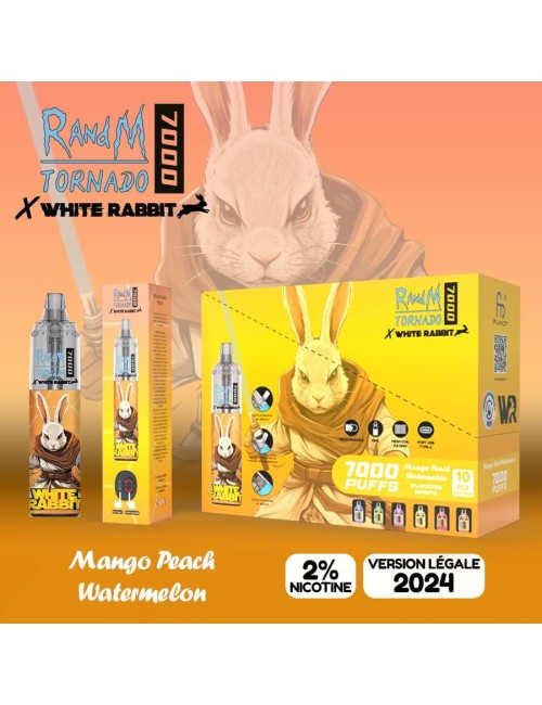 Puff Tornado 7000 Weißer Hase Mango Pfirsich Wassermelone