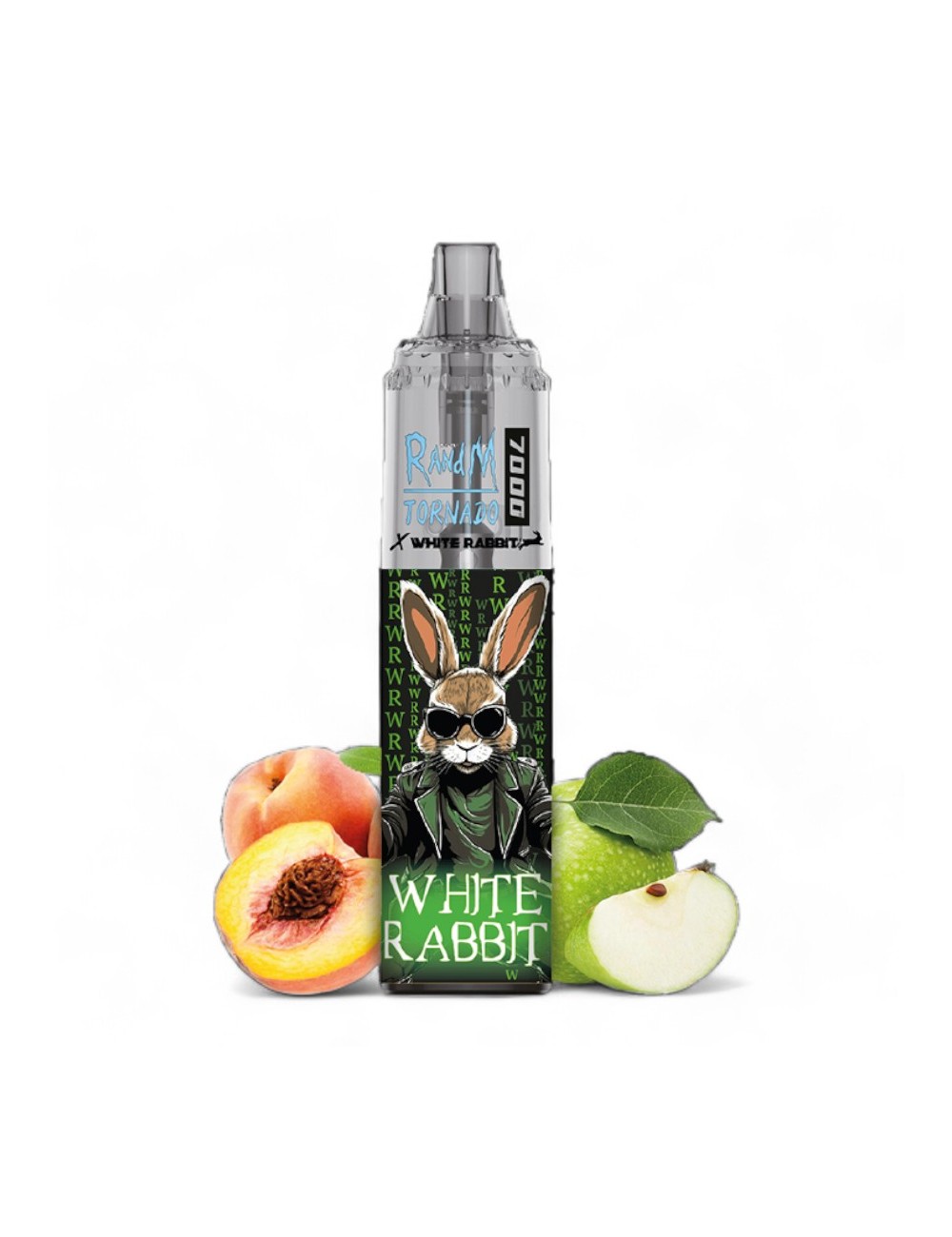 Puff White Rabbit x RandM Tornado 7000 Apfel-Pfirsich-Bonbon