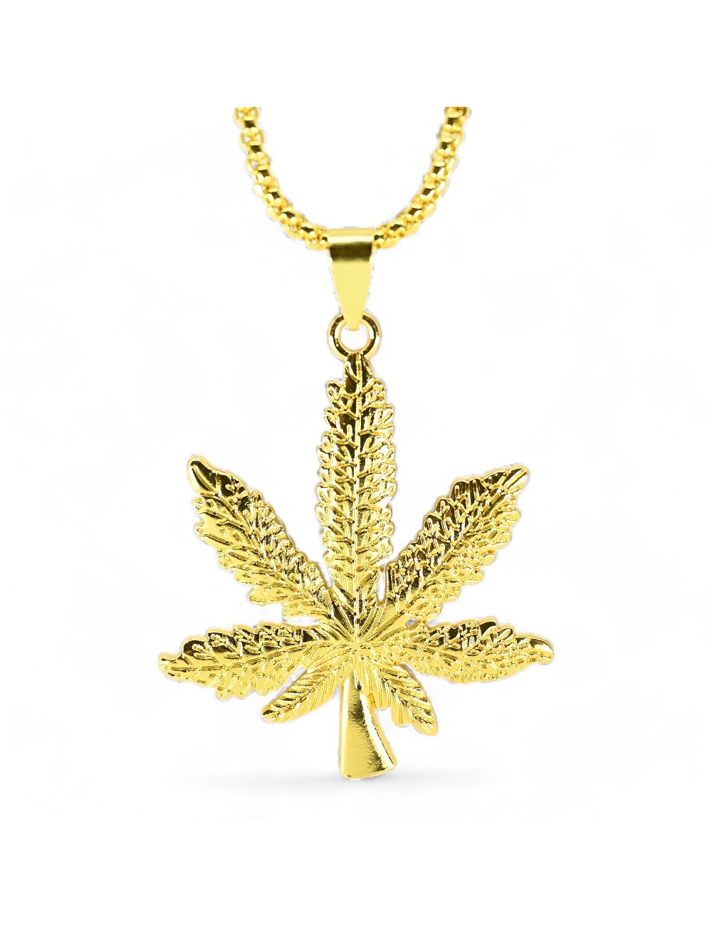 Goldene Cannabis-Blatt-Halskette