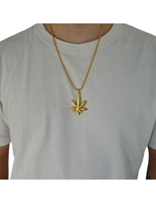Goldene Cannabis-Blatt-Halskette