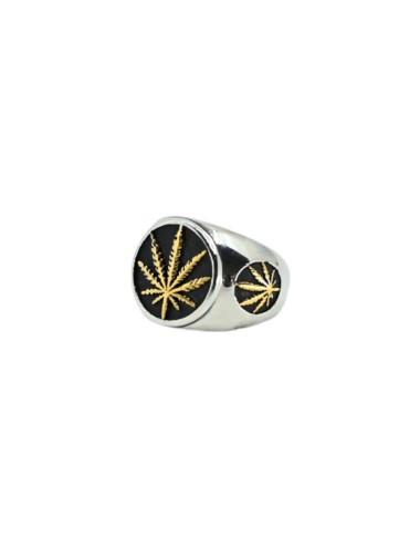 Silberner und goldener Cannabis-Siegelring