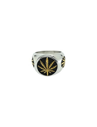 Silberner und goldener Cannabis-Siegelring