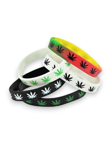Packung mit 5 Cannabis-CBD-Silikonarmbändern