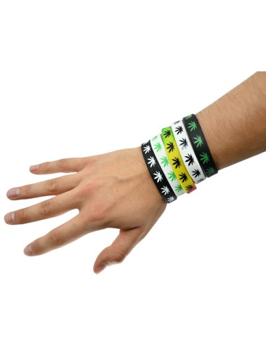 Packung mit 5 Cannabis-CBD-Silikonarmbändern