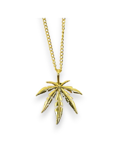Goldene Cannabis-Blatt-Halskette