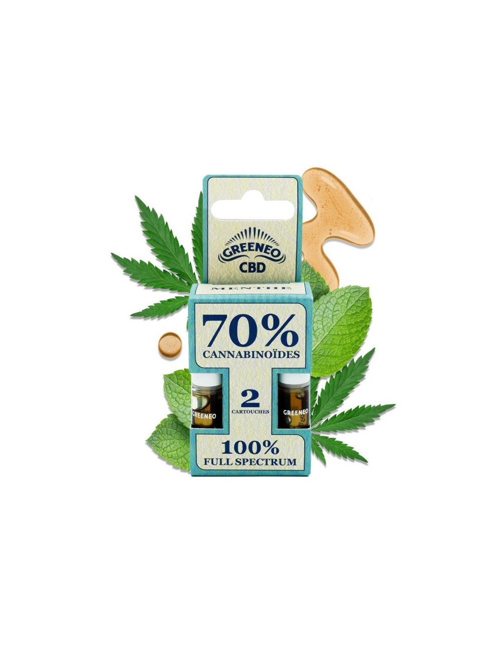CBD Full Spectrum E-Liquid-Kartusche 70% - 2 Stück | GREENEO nikotinfrei